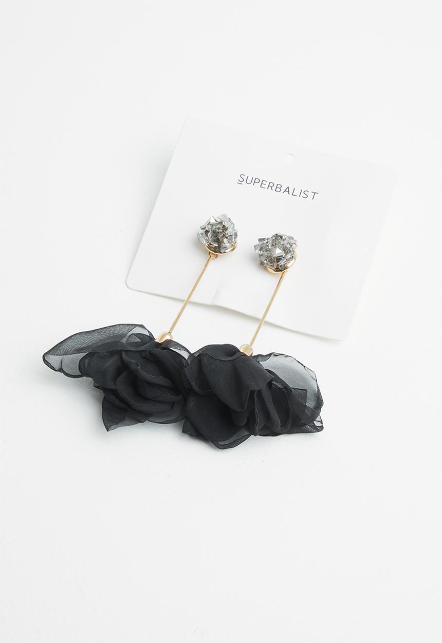 Superbalist - Floral drop earrings - black