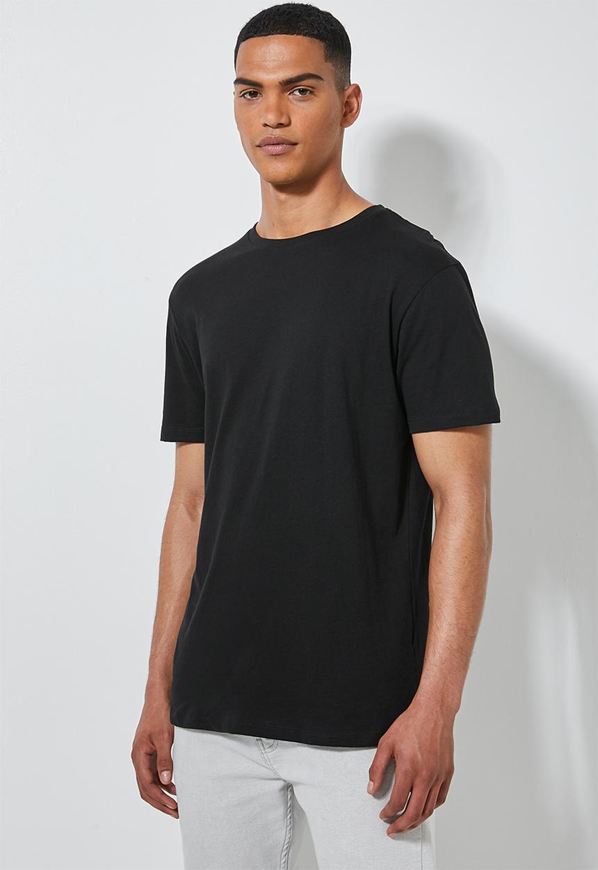 Superbalist - Barney longline curved hem tee - black