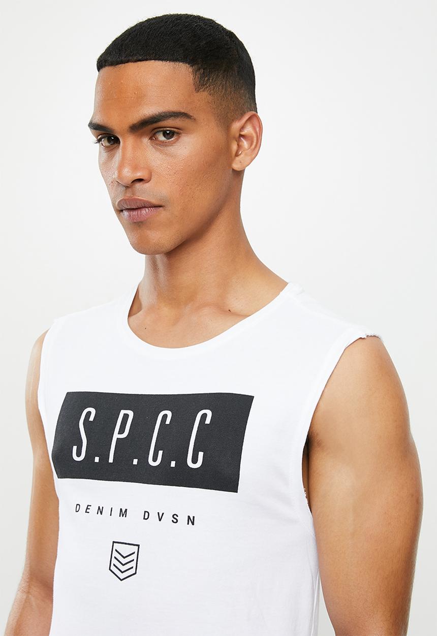S.P.C.C - Shearer fashion scooped hem sleeveless T-shirt - white