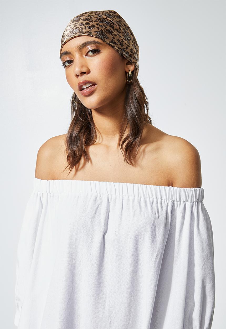 Superbalist - Linen blend off the shoulder dress - white