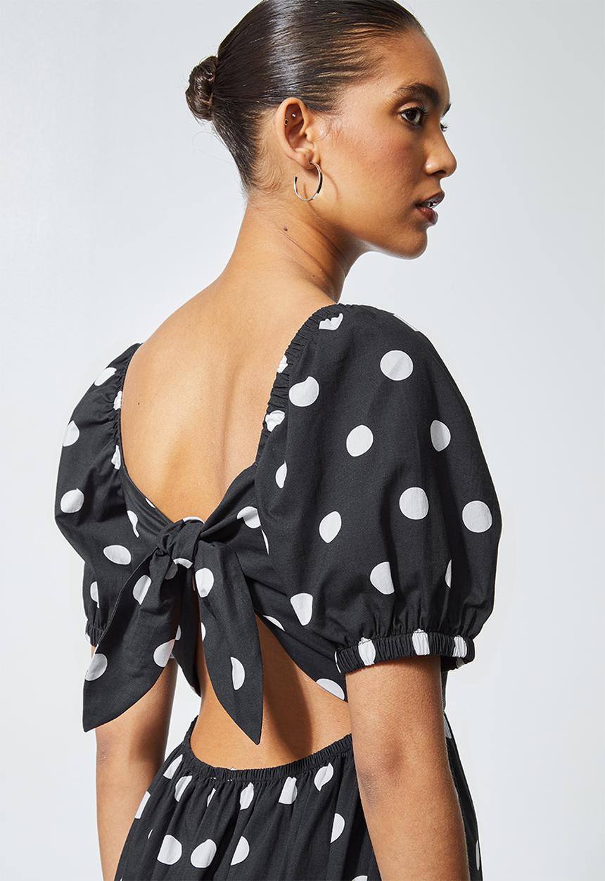 Superbalist - Square neck tie back maxi - black & white 