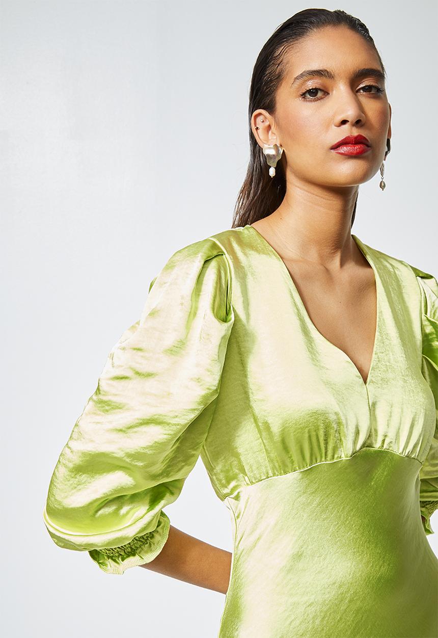 Superbalist - Textured satin bias cut dress - pistachio