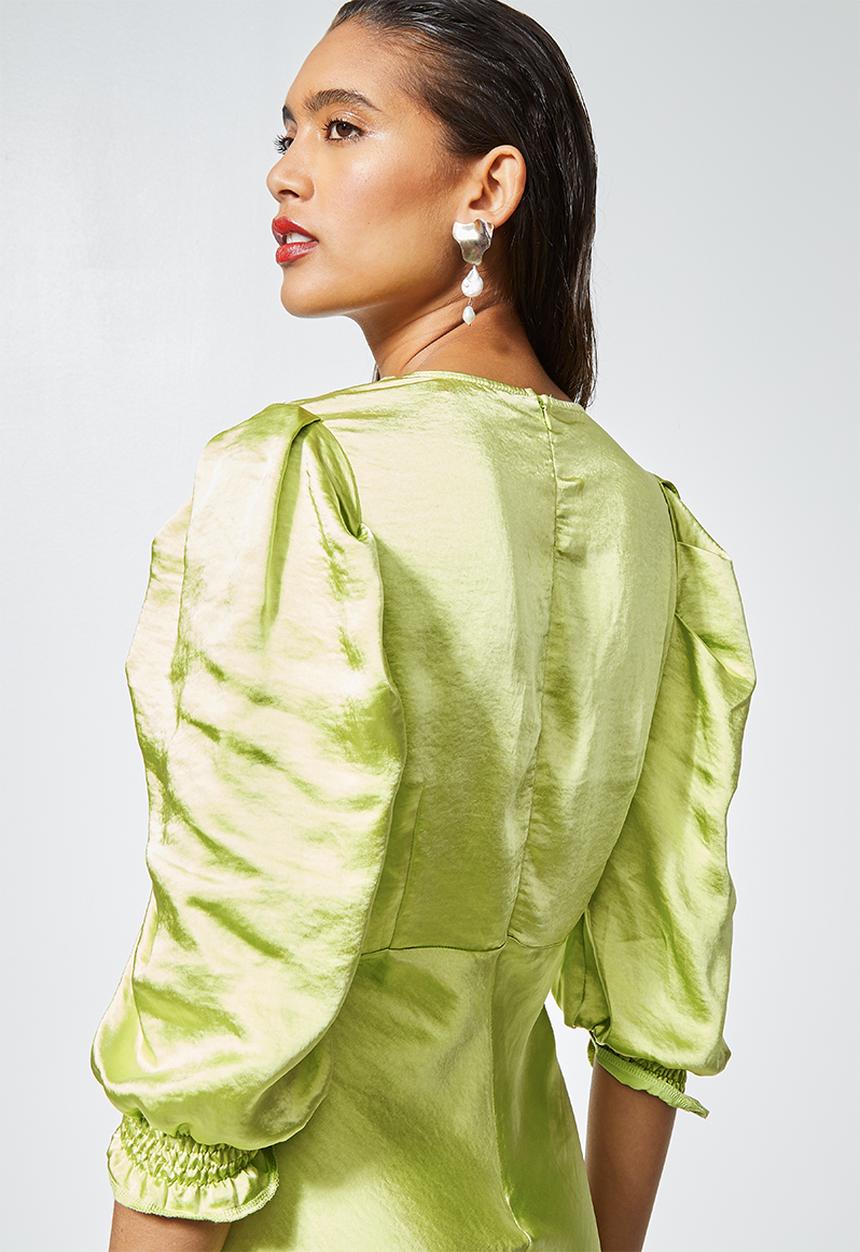 Superbalist - Textured satin bias cut dress - pistachio