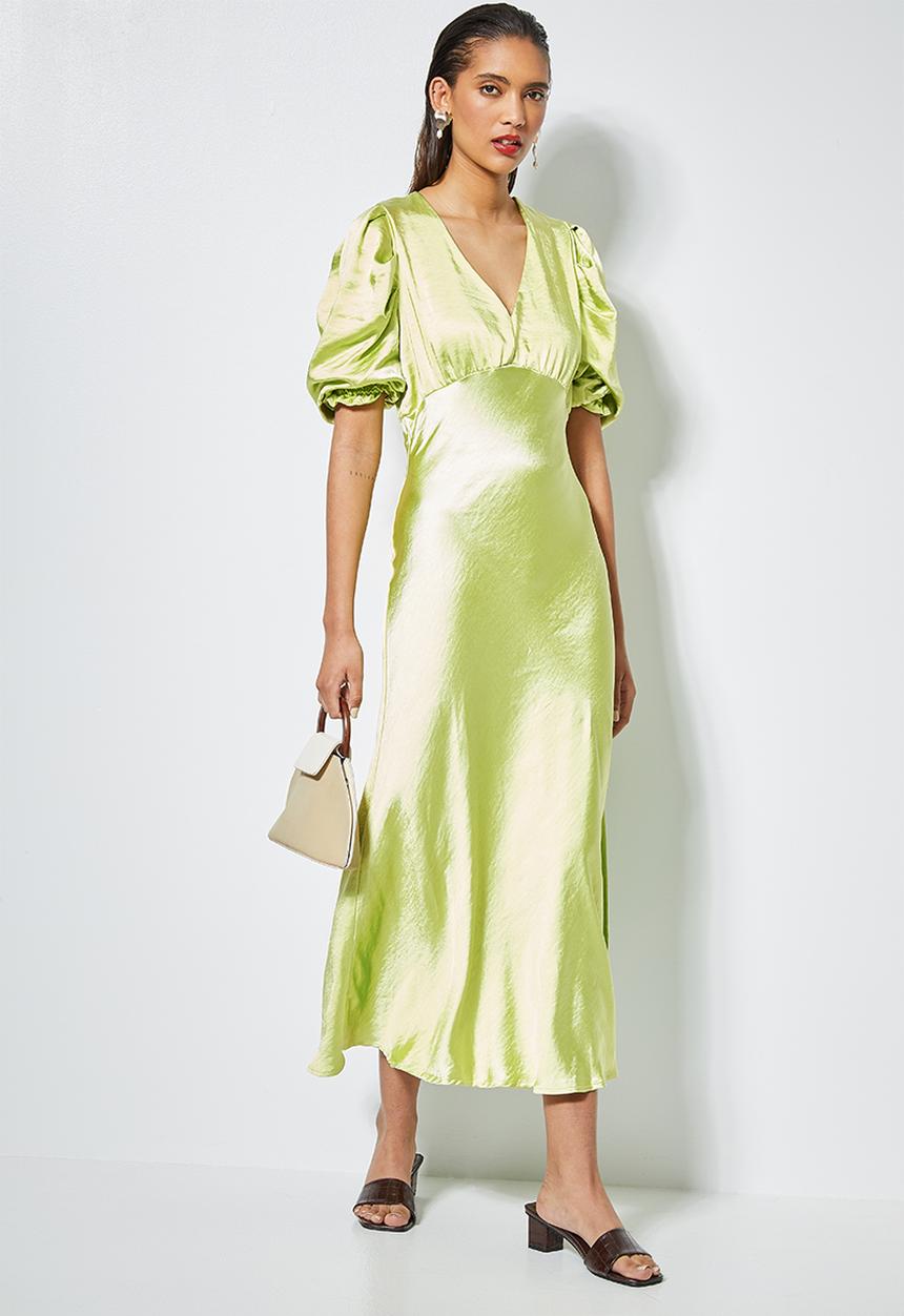Superbalist - Textured satin bias cut dress - pistachio