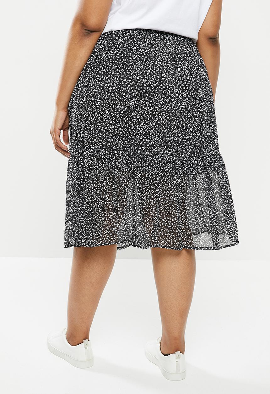 Cotton On - Curve kirsty midi sheer skirt - ingrid ditsy black