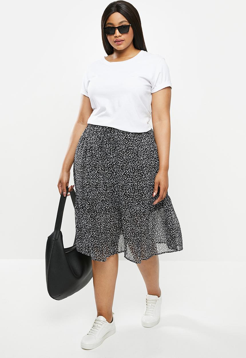 Cotton On - Curve kirsty midi sheer skirt - ingrid ditsy black