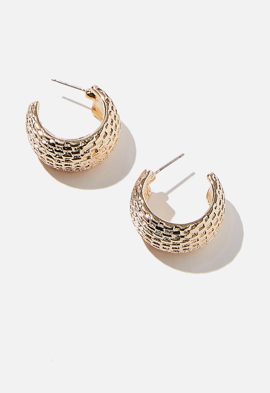 Rubi - Carla small textured hoop bar - gold