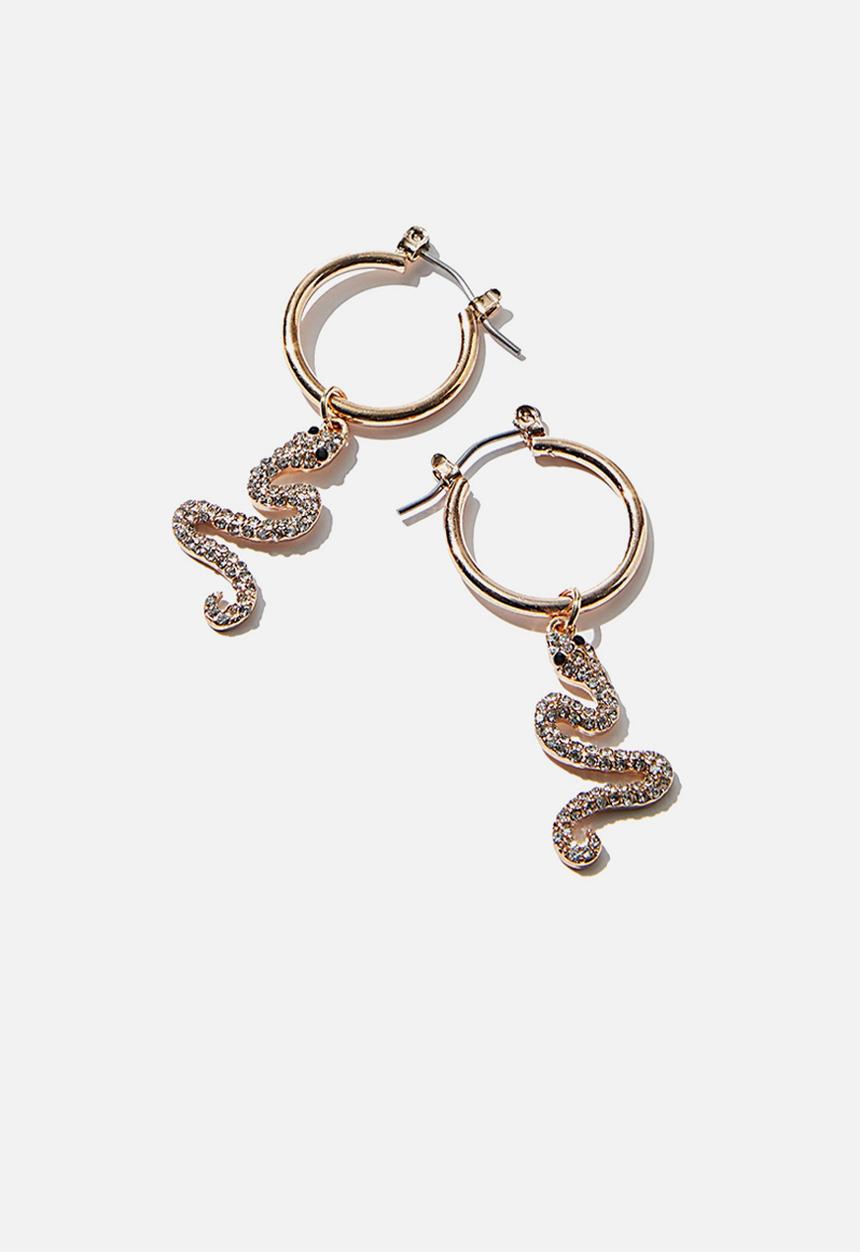 Rubi - Luxe layers medium snake drop hoop - gold
