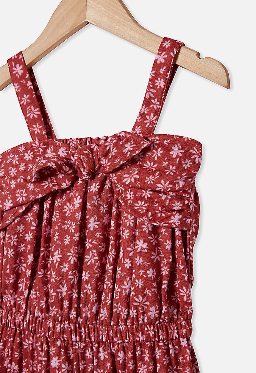 Cotton On - Tully tie front jumpsuit - garnet/ditsy floral