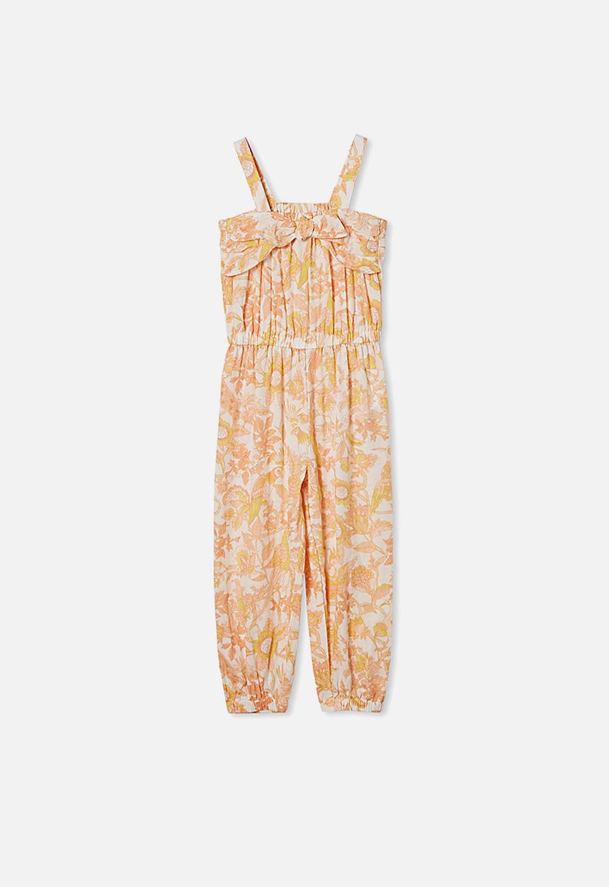 Cotton On - Tully tie front jumpsuit - dark vanilla/garden of birds
