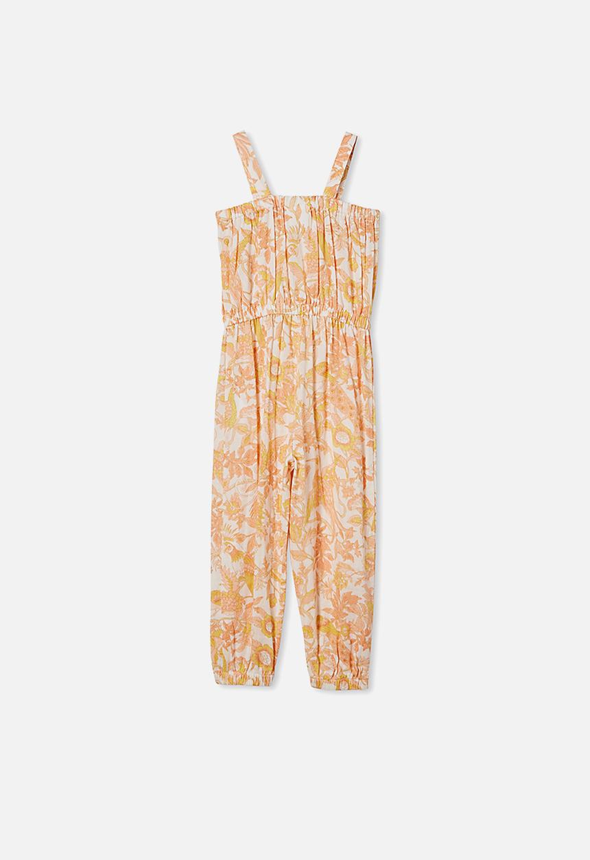Cotton On - Tully tie front jumpsuit - dark vanilla/garden of birds