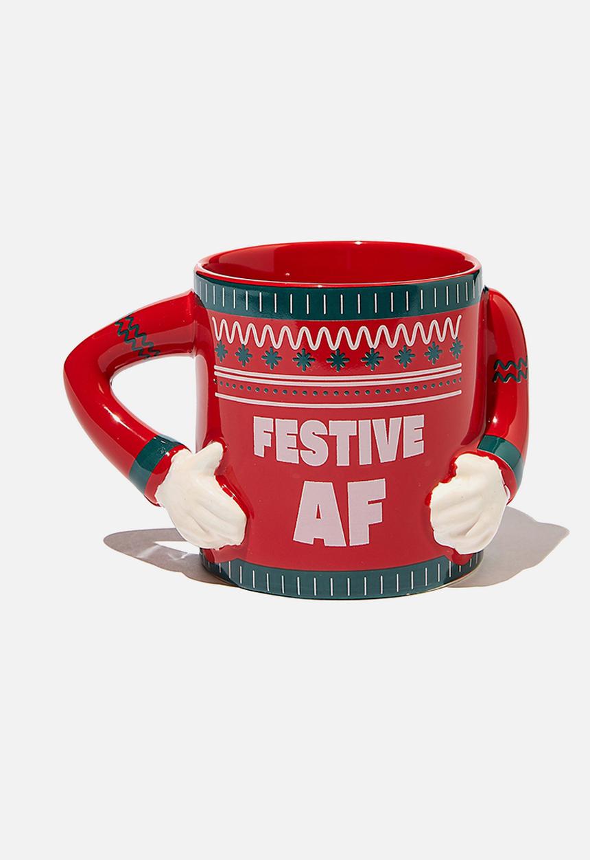 Typo - Novelty shaped mug - festive af sweater!!