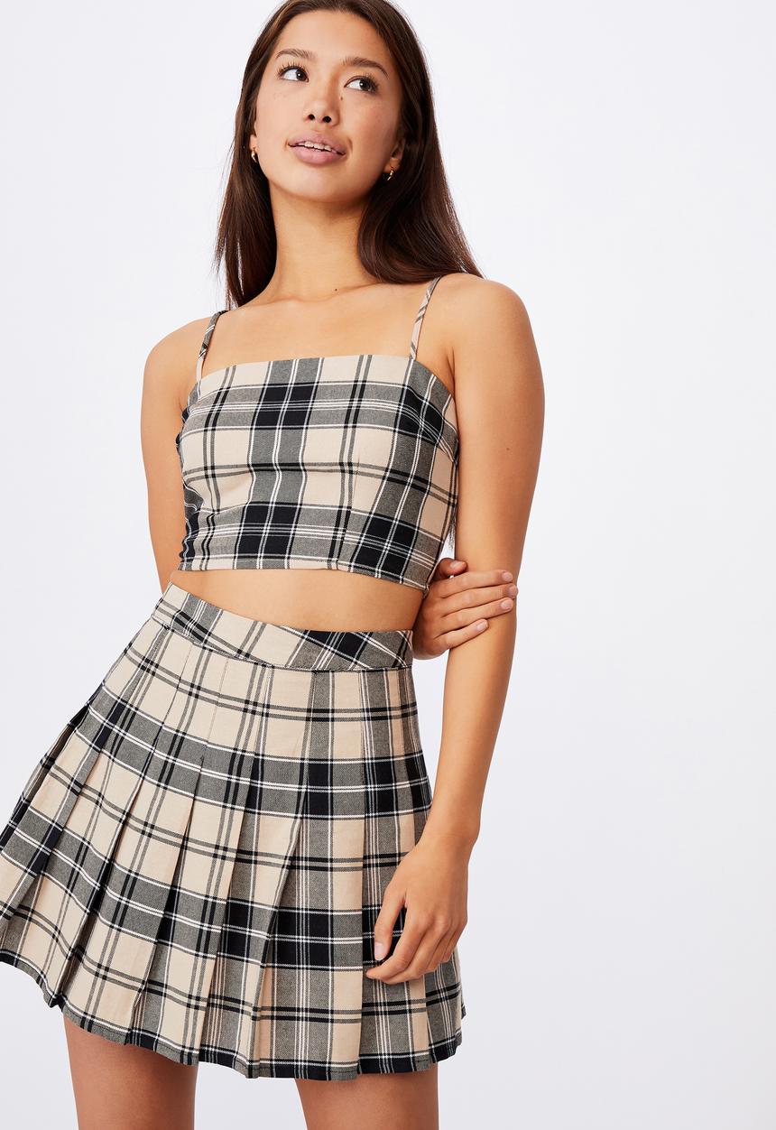Factorie - Pleated skirt - neutral & black 