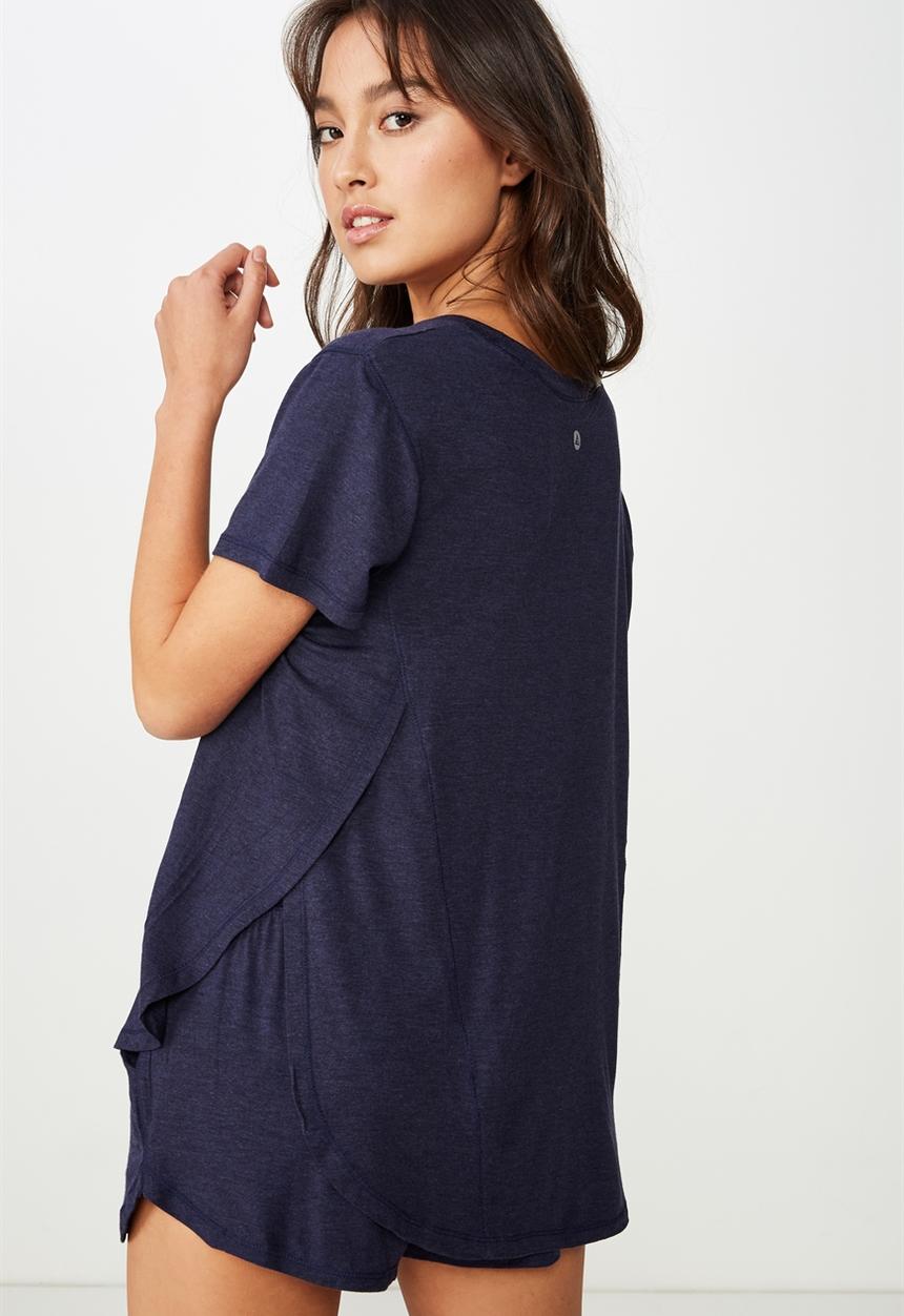 Cotton On - Sleep recovery curved T-shirt - midnight marle