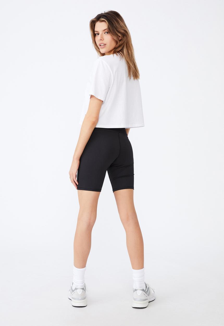 Factorie - Short sleeve raw edge crop graphic T-shirt - white