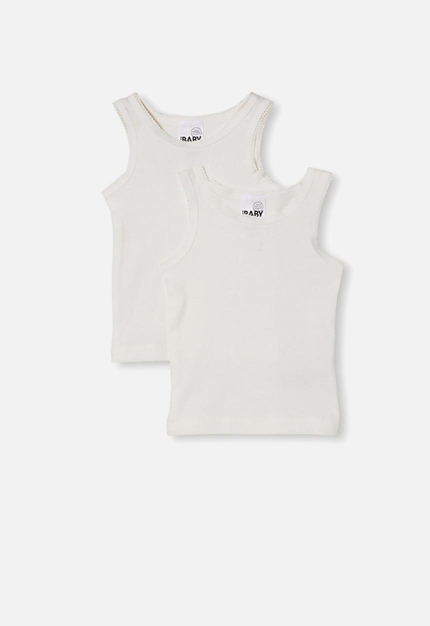 Cotton On - 2 Pack  organic newborn vest - milk