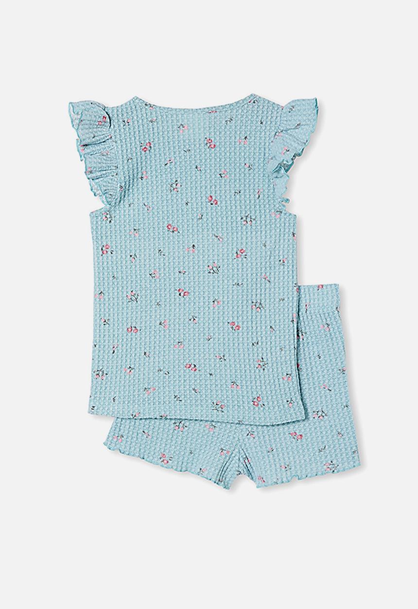Cotton On - Emma short sleeve flutter pj set - ether floral