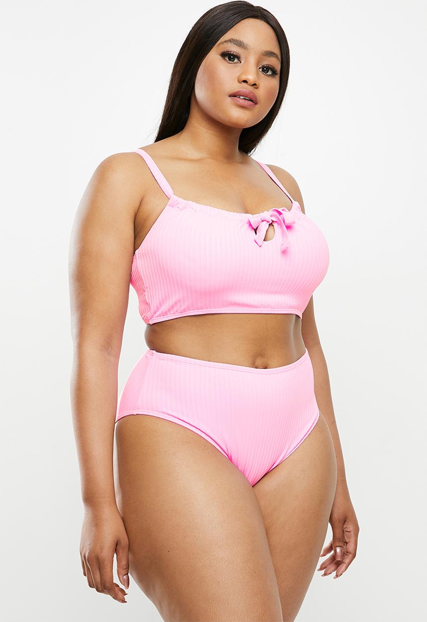 Cotton On - Curve high waisted full bikini bottom - pink