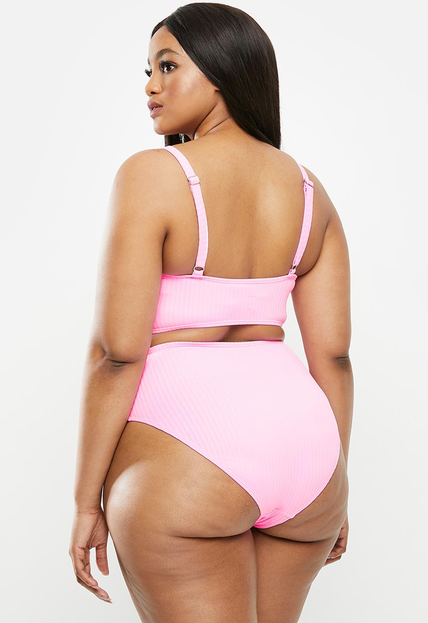 Cotton On - Curve high waisted full bikini bottom - pink