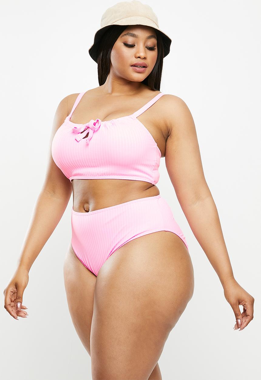 Cotton On - Curve high waisted full bikini bottom - pink
