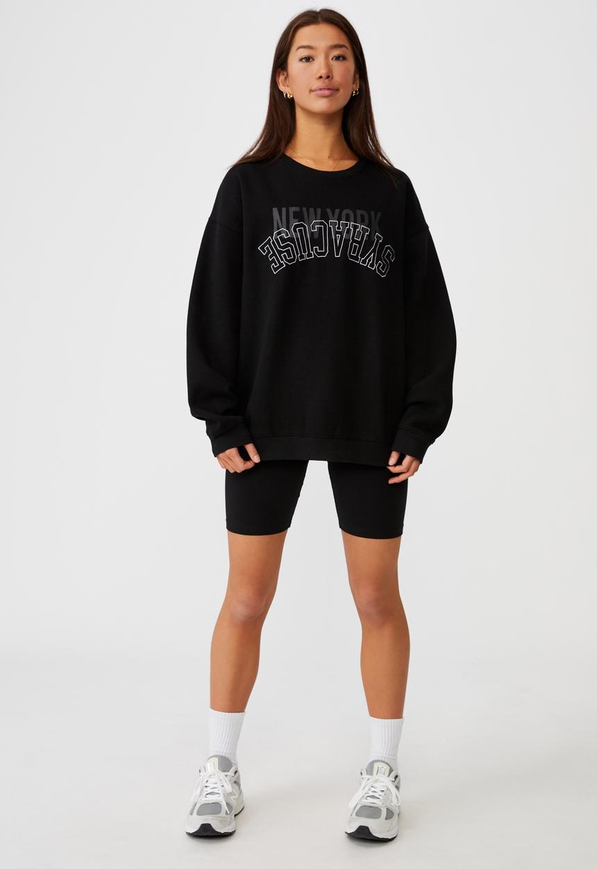 Factorie - Oversized graphic crew - black