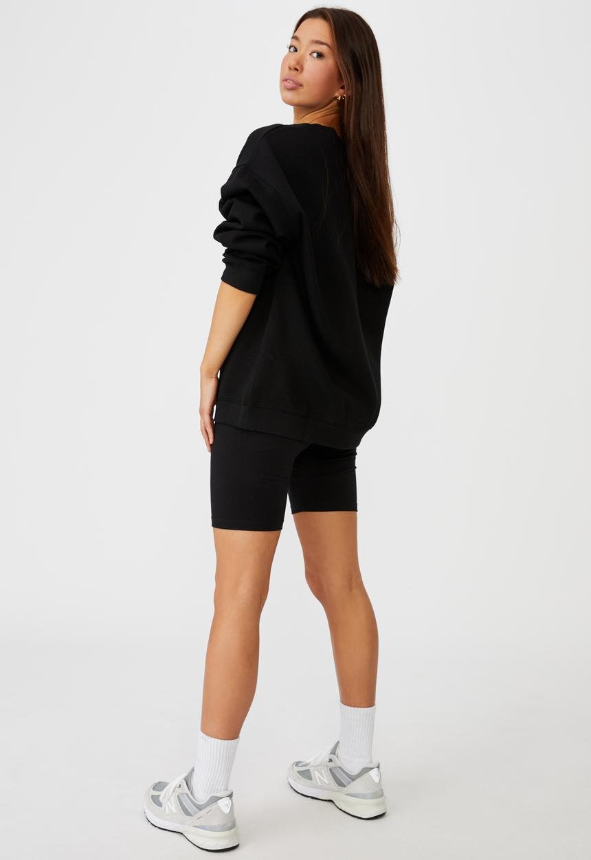 Factorie - Oversized graphic crew - black