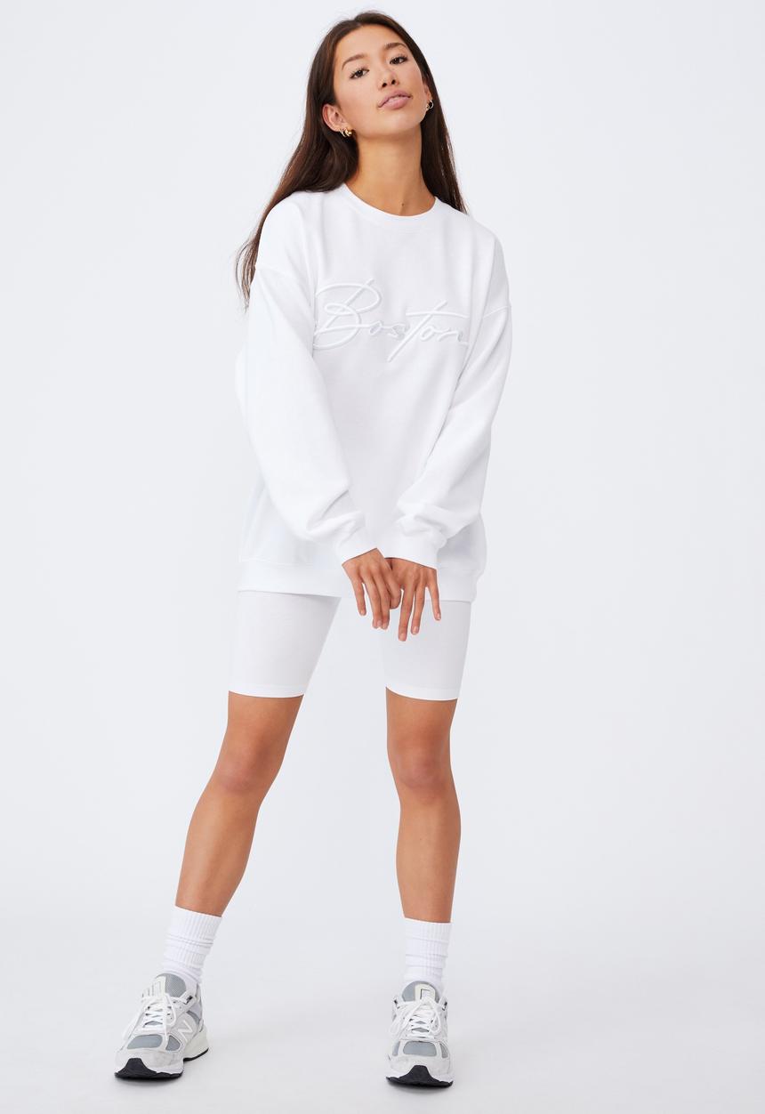 Factorie - Oversized graphic crew - white