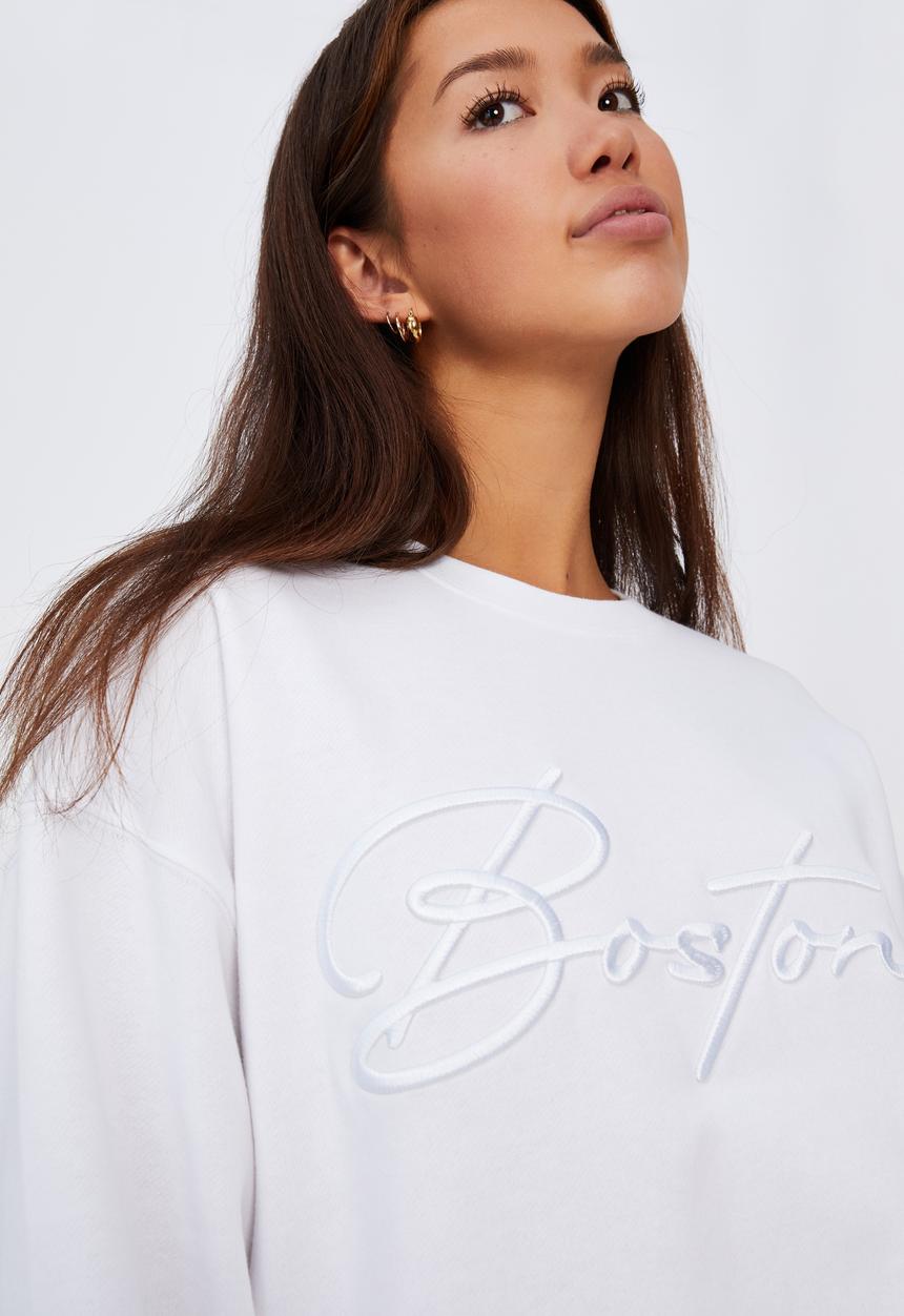Factorie - Oversized graphic crew - white
