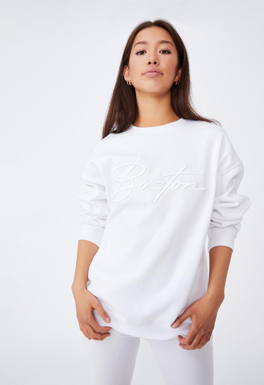 Factorie - Oversized graphic crew - white