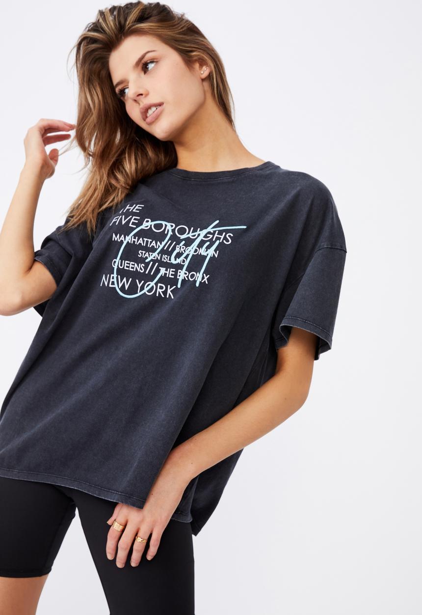 Factorie - Super relaxed graphic tee - washed black