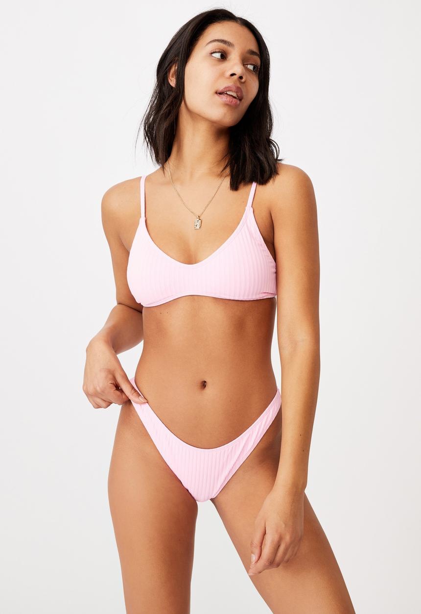 Cotton On - Refined high side brazilian bikini bottom - strawberry rib