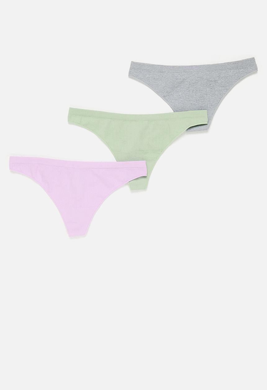Cotton On - Seamfree rib g-string brief 3pack - multi