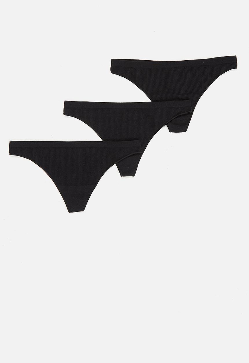 Cotton On - Seamfree rib g-string brief 3pack - black