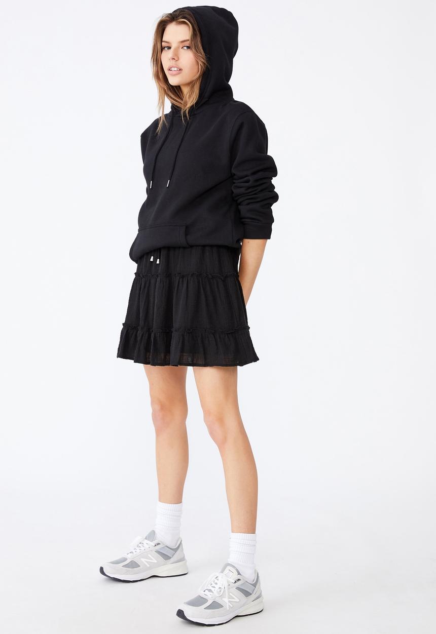 Factorie - Textured tiered skirt - black