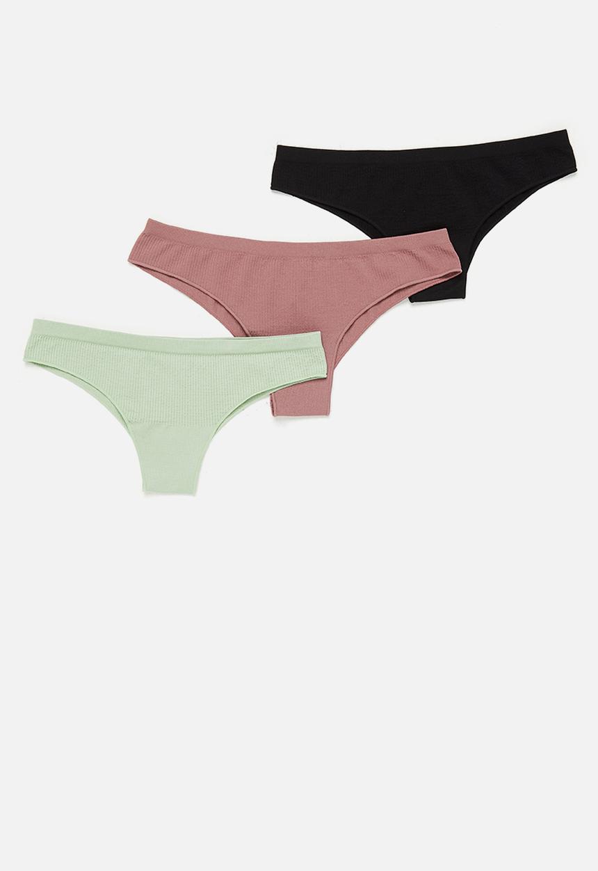 Cotton On - Seamfree rib brasiliano brief 3pack - multi