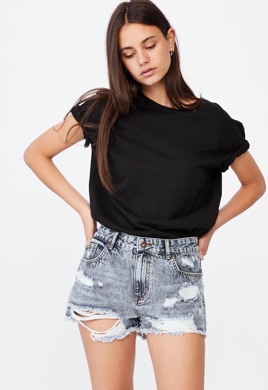 Factorie - Mid rise denim short - mid blue