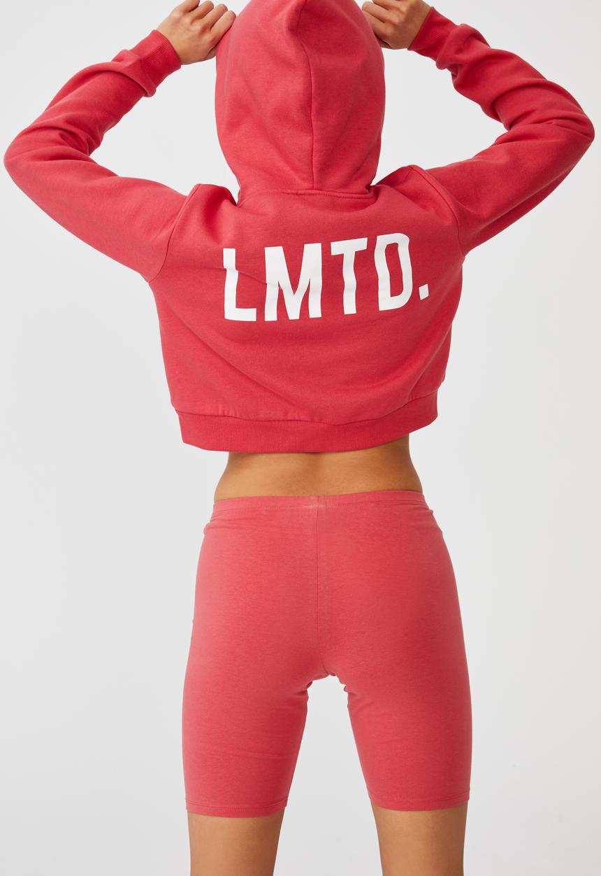 Factorie - Classic crop graphic hoodie - red 