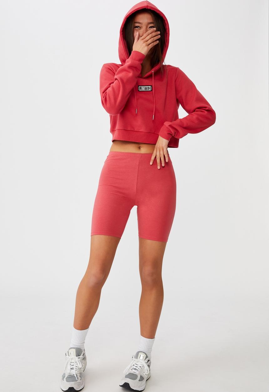 Factorie - Classic crop graphic hoodie - red 