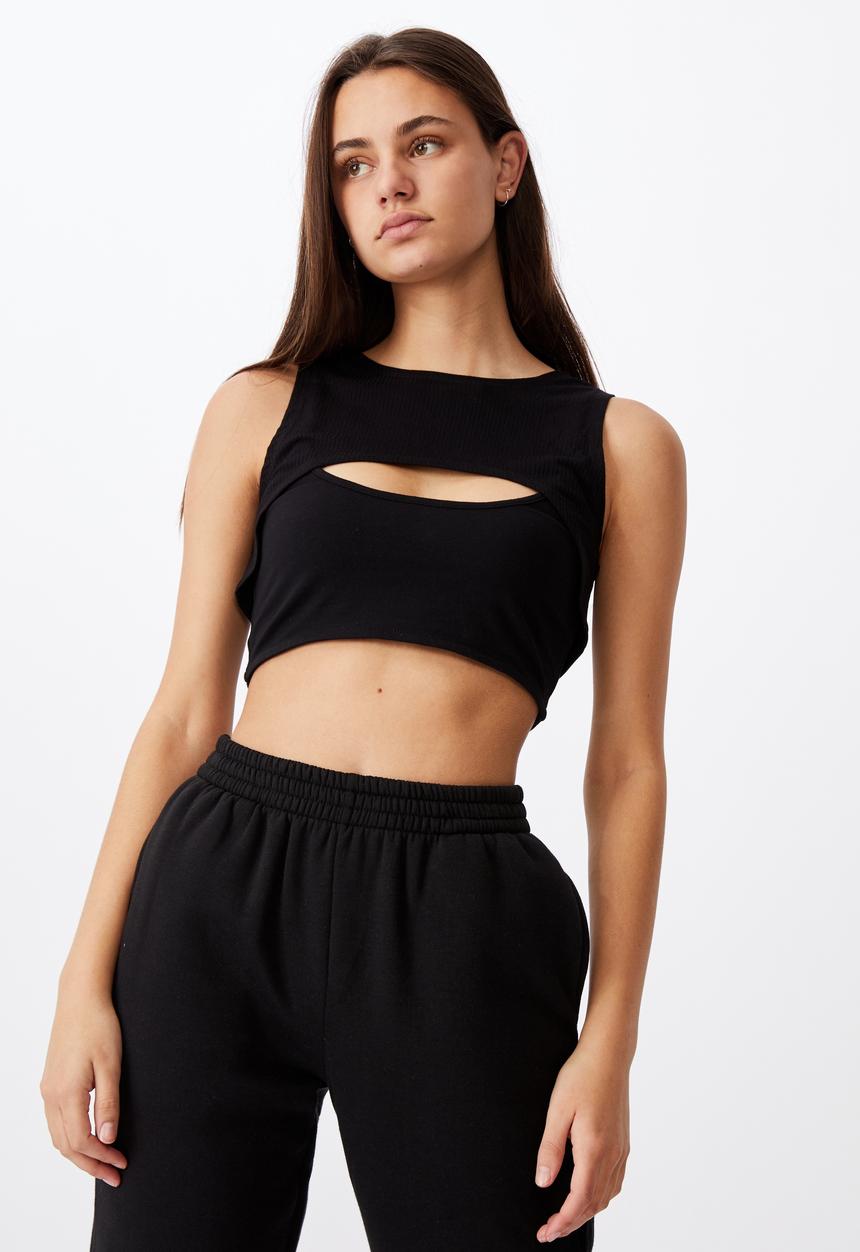 Factorie - Layered cut out tank - black