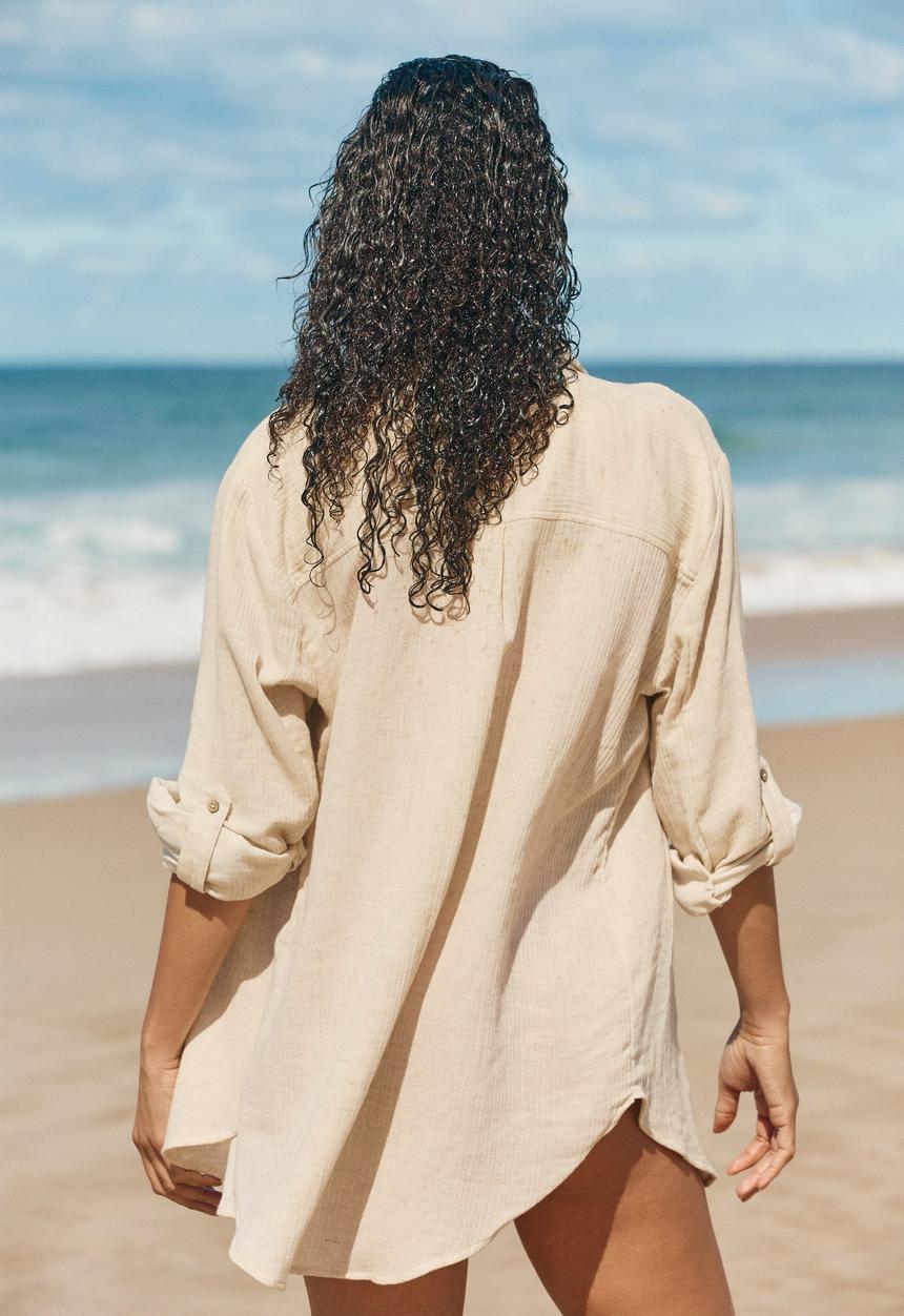Cotton On - Oversized beach shirt - natural