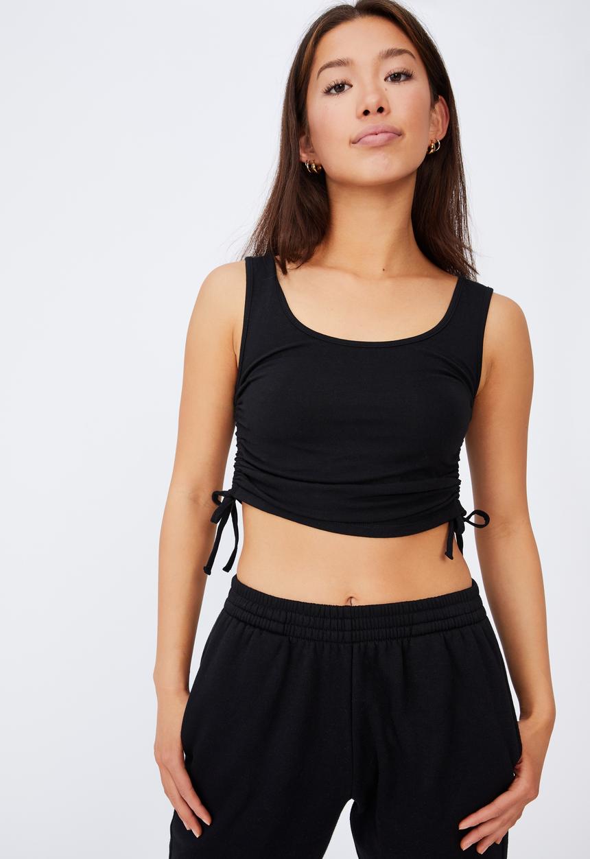 Factorie - Ruched side seam tank - black