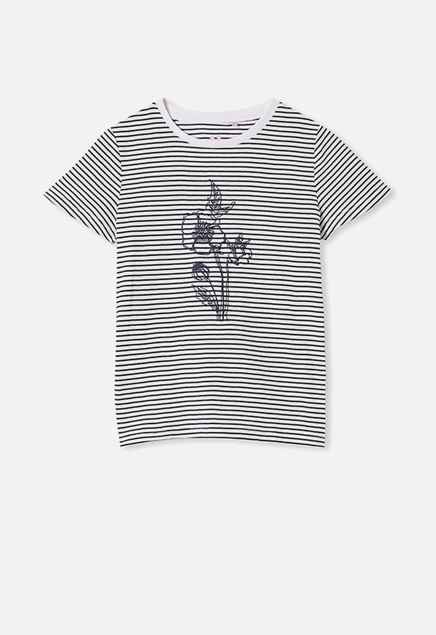 Cotton On - Penelope short sleeve tee - navy blazer stripe/linework floral