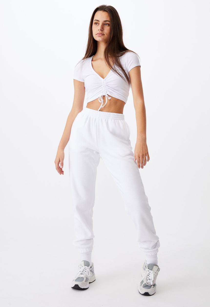 Factorie - Short sleeve pull front v-neck top - white