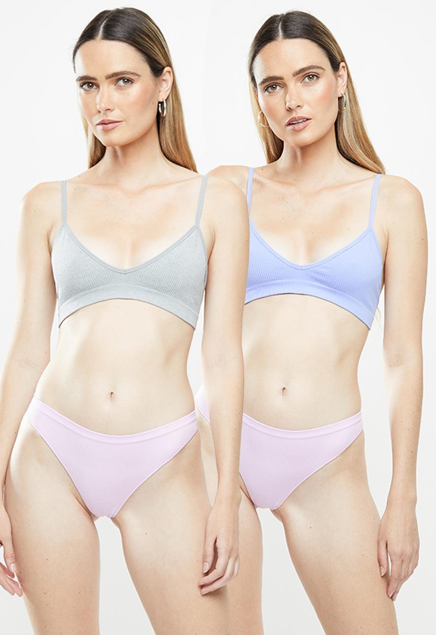 Cotton On - Seamfree triangle bralette - grey & blue