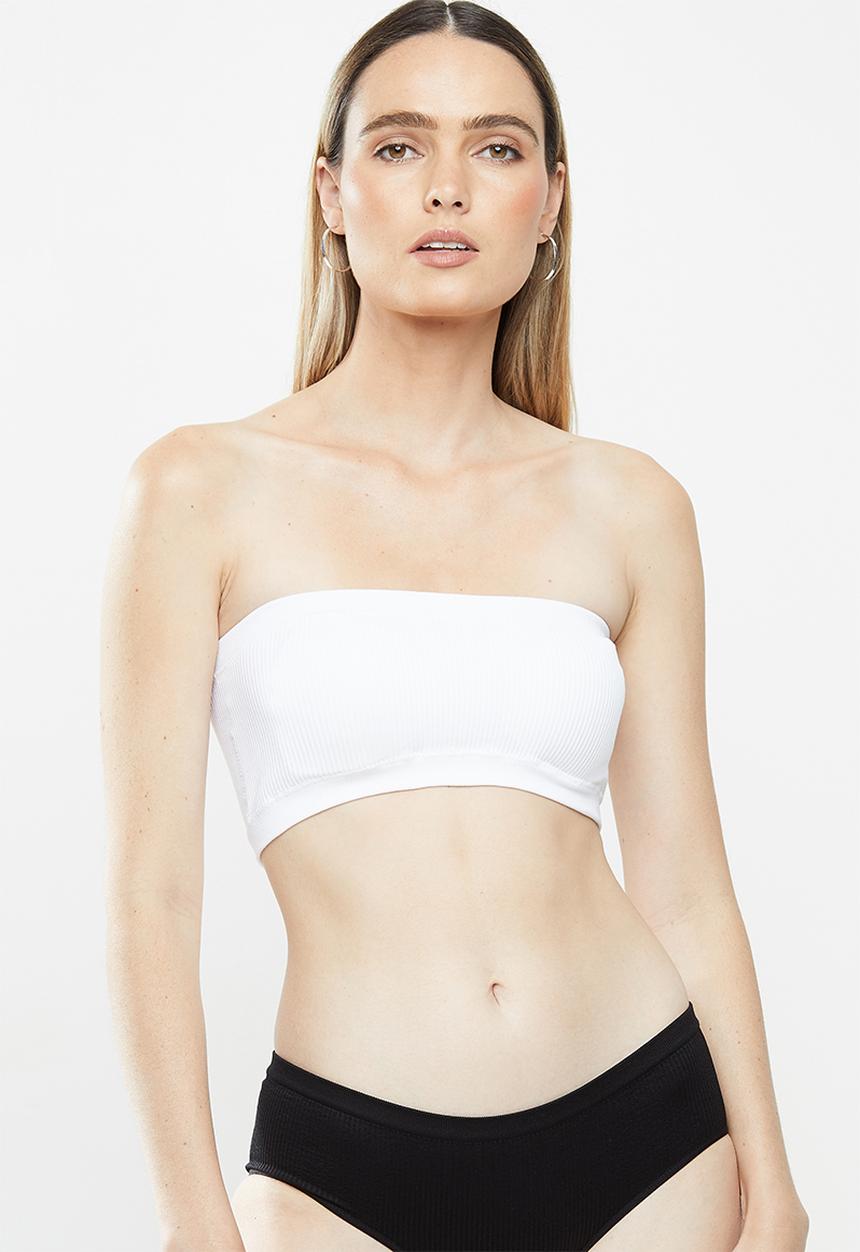 Cotton On - Seamfree rib bandeau 2 pack - black & white