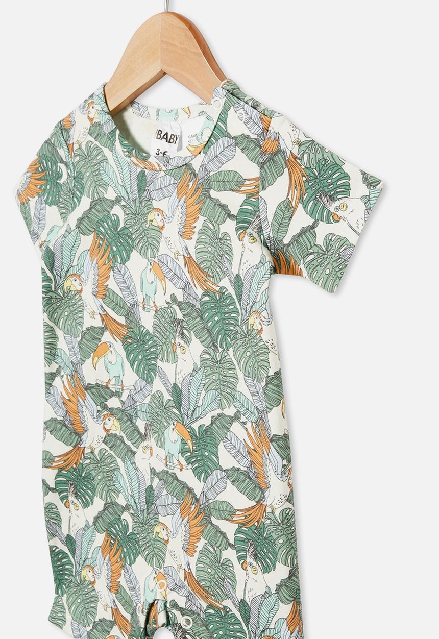 Cotton On - The short sleeve romper - vanilla/jungle birds