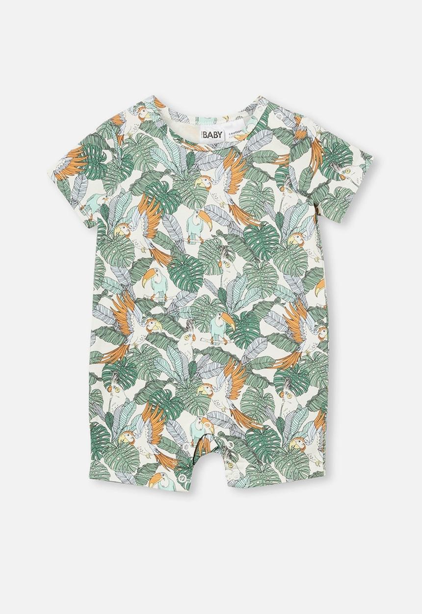 Cotton On - The short sleeve romper - vanilla/jungle birds