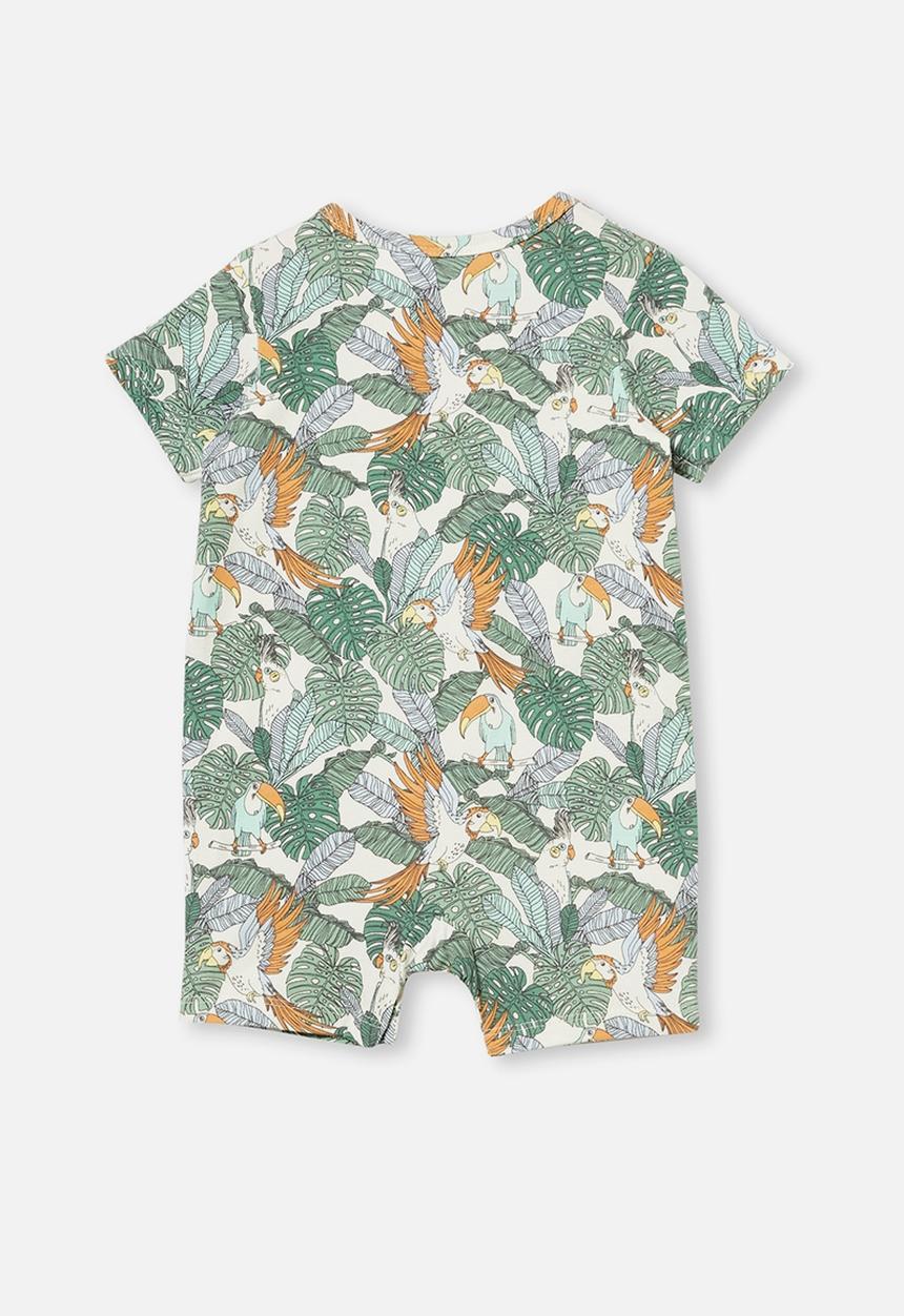 Cotton On - The short sleeve romper - vanilla/jungle birds