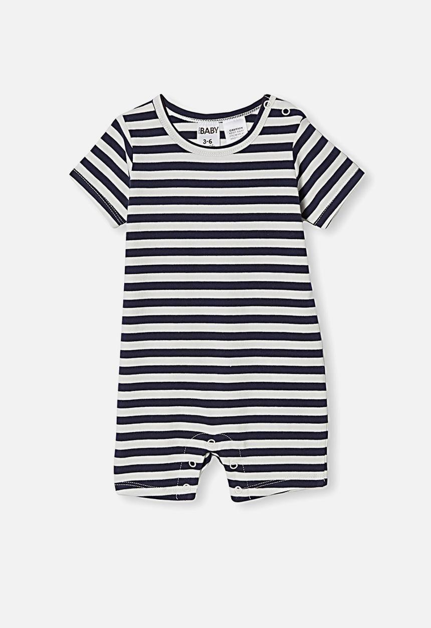 Cotton On - The short sleeve romper - stripe navy /vanilla