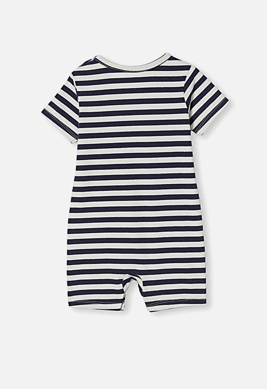 Cotton On - The short sleeve romper - stripe navy /vanilla
